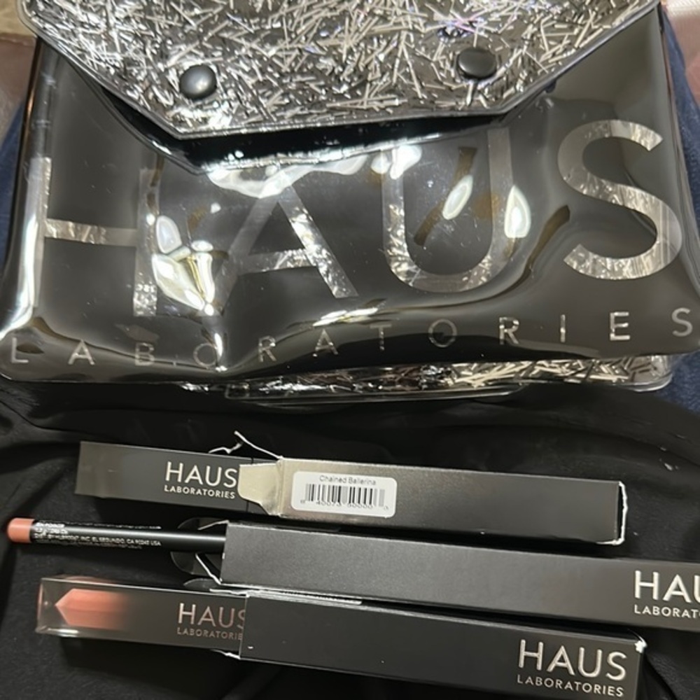 Haus Makeup and Makeup Bag with lip gloss lip liner eyeshadow 4pcs Full Sized
